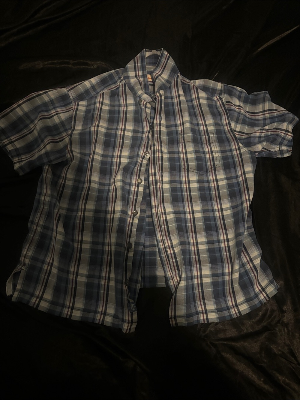 Tommy Bahama Short-Sleeve Blue Plaid Button-Down Shirt